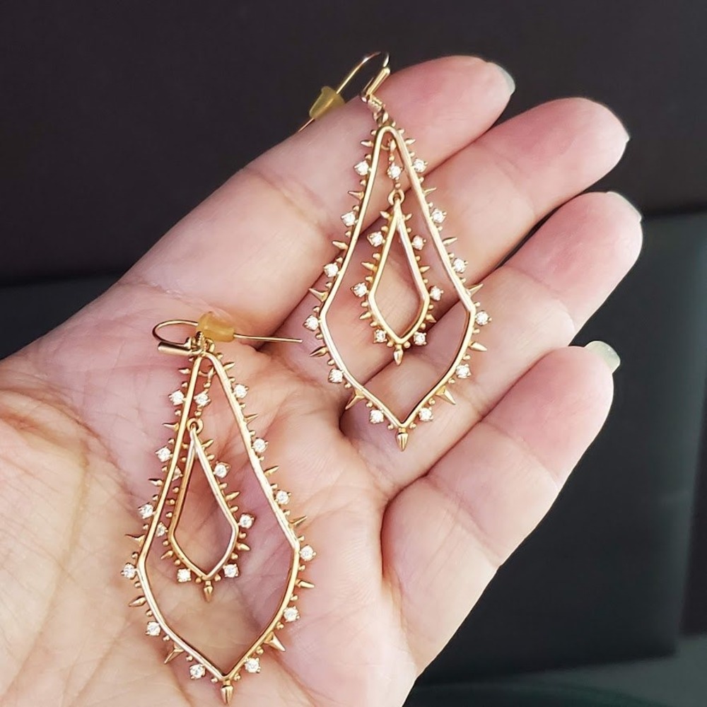 Kendra Scott Alice Rose Gold Crystal Dangle Drop Earrings Womens